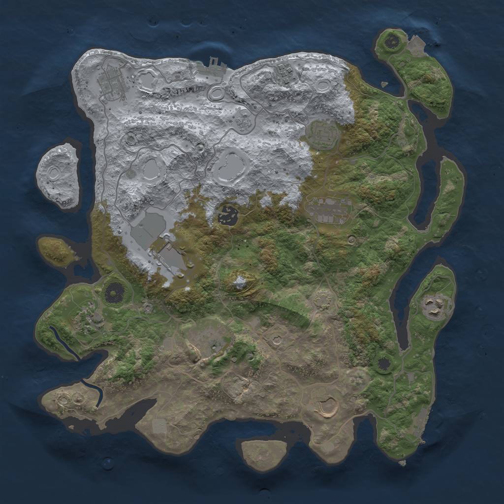 Rust Map: Procedural Map, Size: 3700, Seed: 1235517178, 18 Monuments