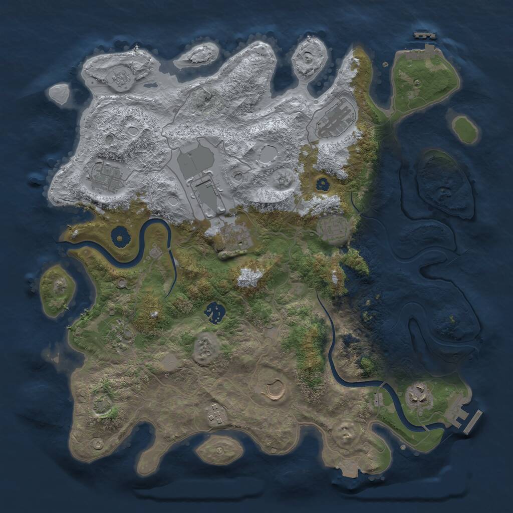 Rust Map: Procedural Map, Size: 3800, Seed: 66827965, 18 Monuments