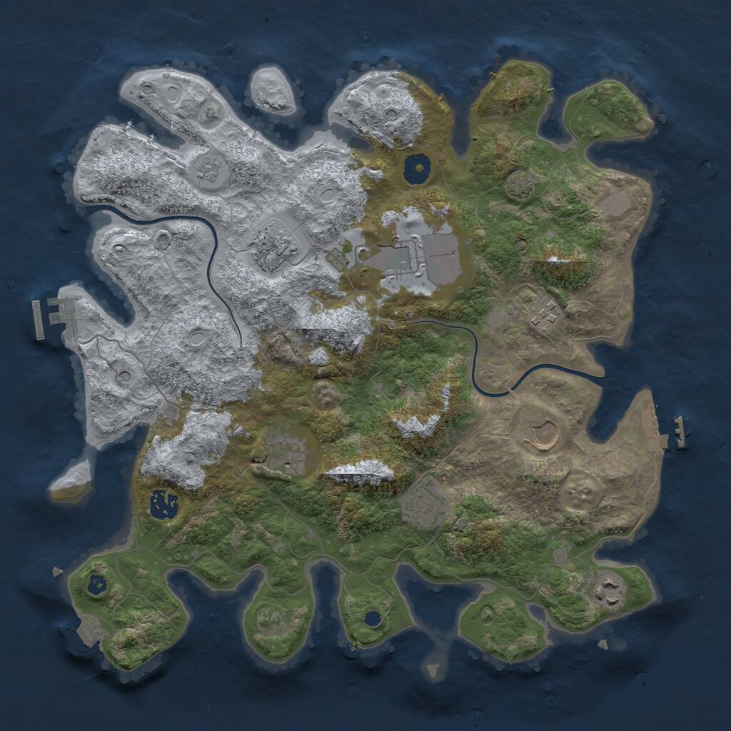 Rust Map: Procedural Map, Size: 3700, Seed: 874967484, 16 Monuments