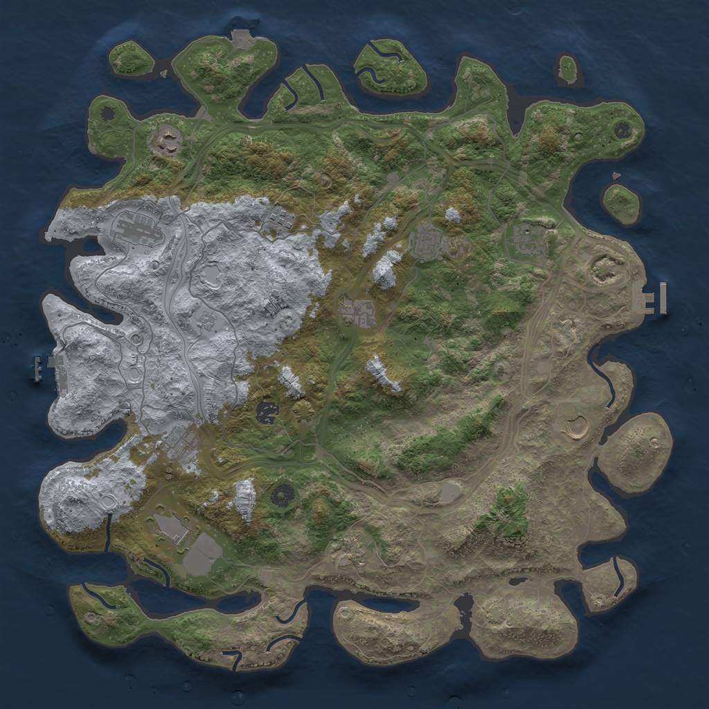 Rust Map: Procedural Map, Size: 4500, Seed: 1182954187, 19 Monuments