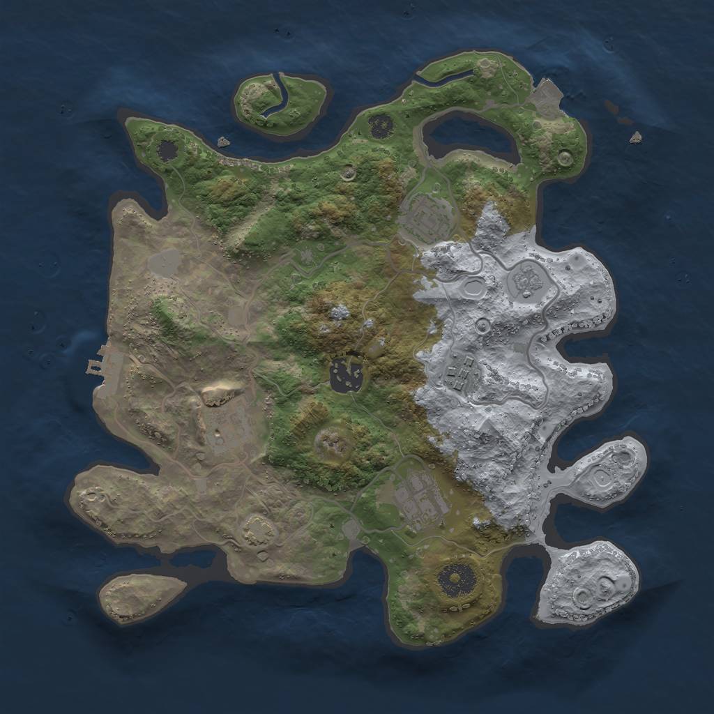 Rust Map: Procedural Map, Size: 3000, Seed: 1296516267, 11 Monuments