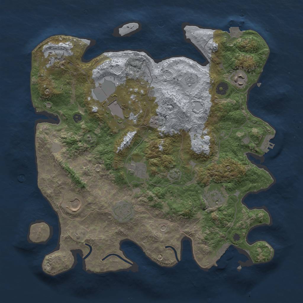 Rust Map: Procedural Map, Size: 3600, Seed: 1444627581, 16 Monuments