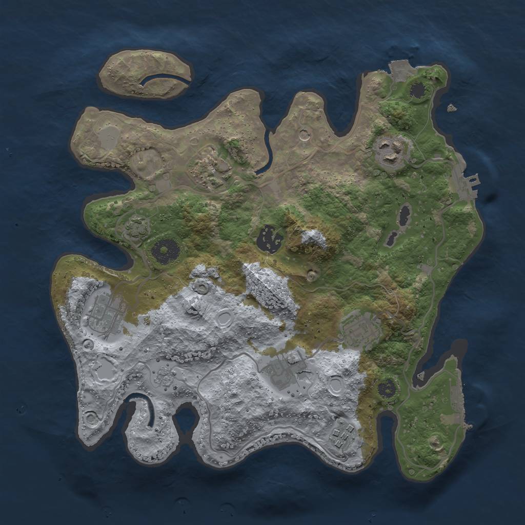 Rust Map: Procedural Map, Size: 3000, Seed: 1009411897, 15 Monuments