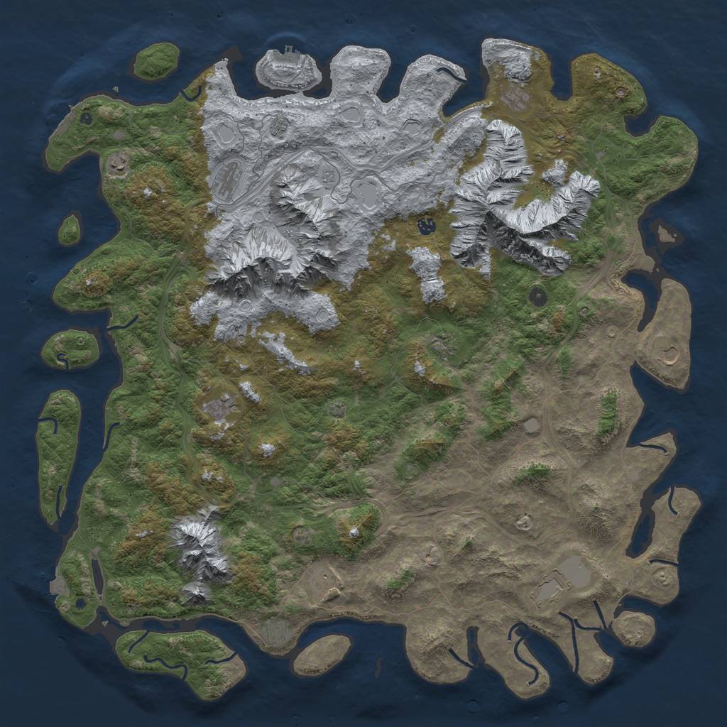 Rust Map: Procedural Map, Size: 6000, Seed: 48654303, 19 Monuments