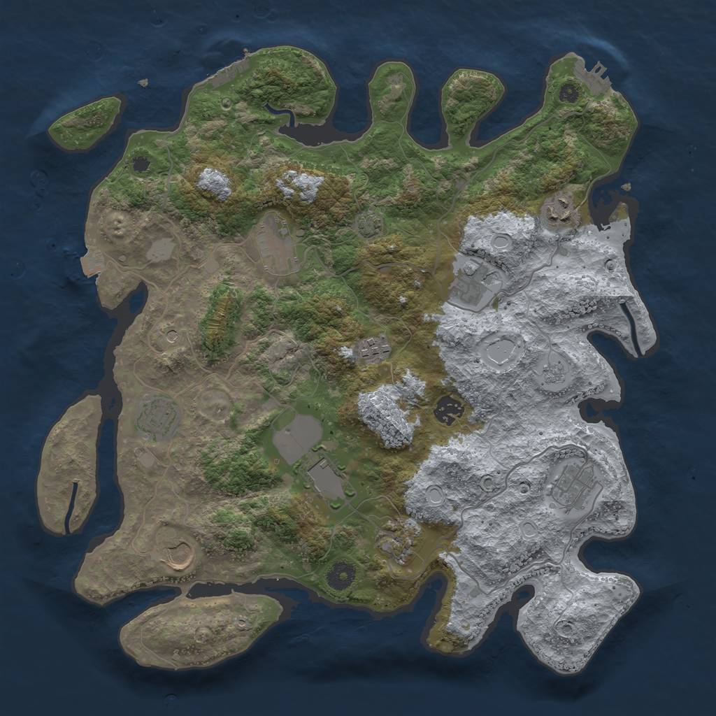 Rust Map: Procedural Map, Size: 3800, Seed: 940308, 18 Monuments