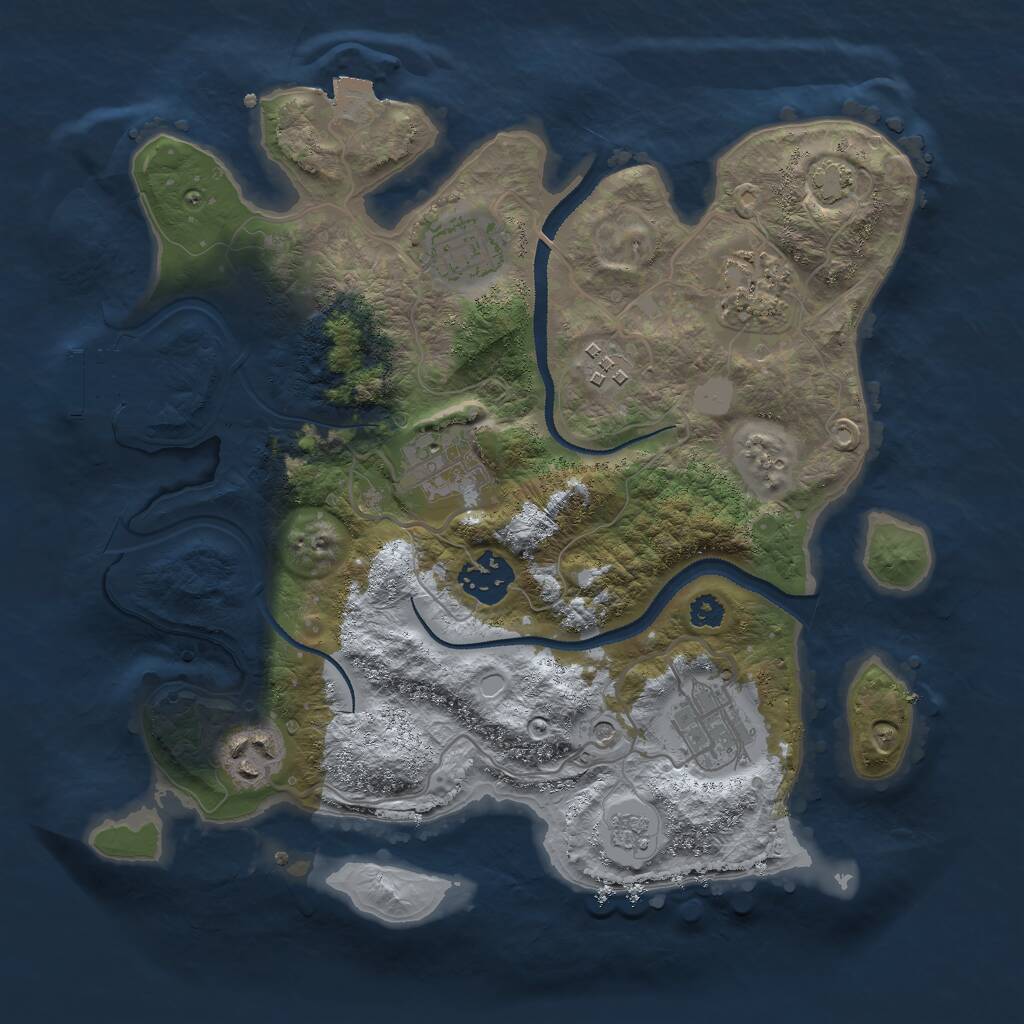 Rust Map: Procedural Map, Size: 3000, Seed: 1258698468, 12 Monuments