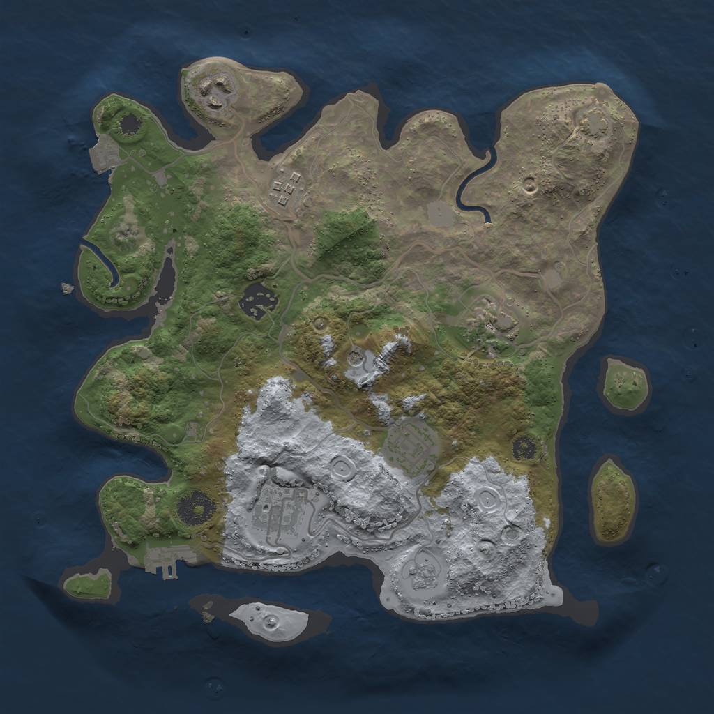 Rust Map: Procedural Map, Size: 3000, Seed: 1258698468, 13 Monuments