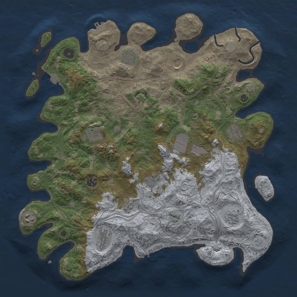 Rust Map: Procedural Map, Size: 4250, Seed: 2072118557, 19 Monuments