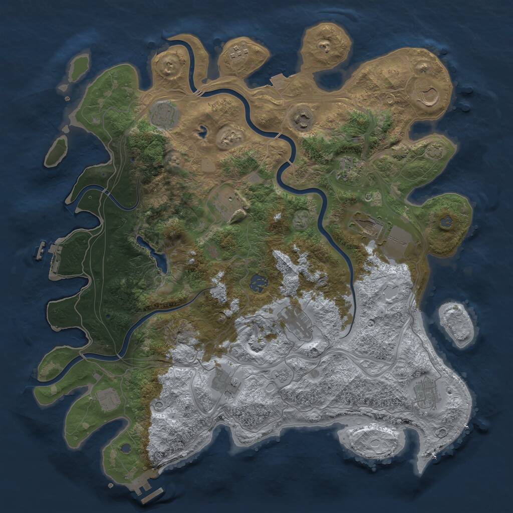 Rust Map: Procedural Map, Size: 4250, Seed: 2072118557, 17 Monuments