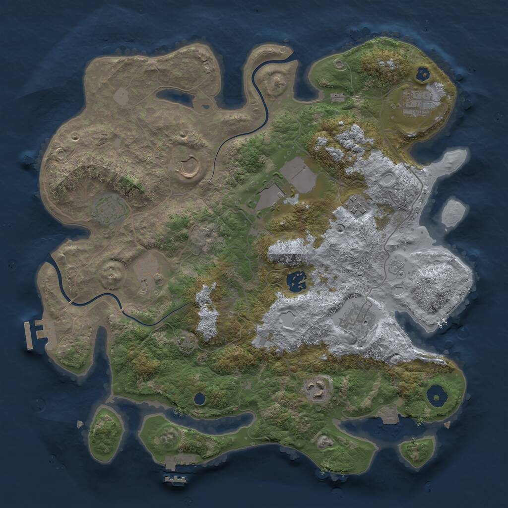 Rust Map: Procedural Map, Size: 3650, Seed: 37695823, 14 Monuments