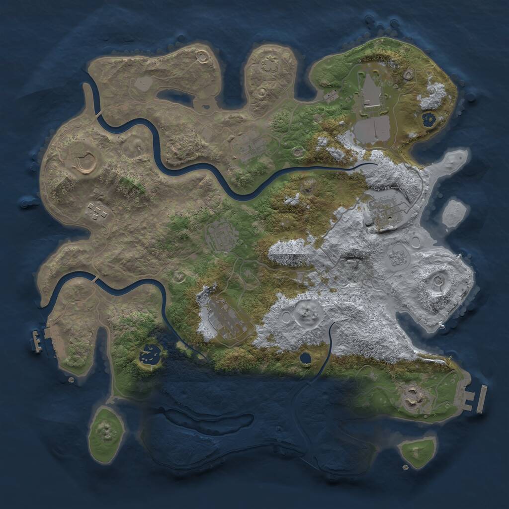 Rust Map: Procedural Map, Size: 3650, Seed: 37695823, 15 Monuments