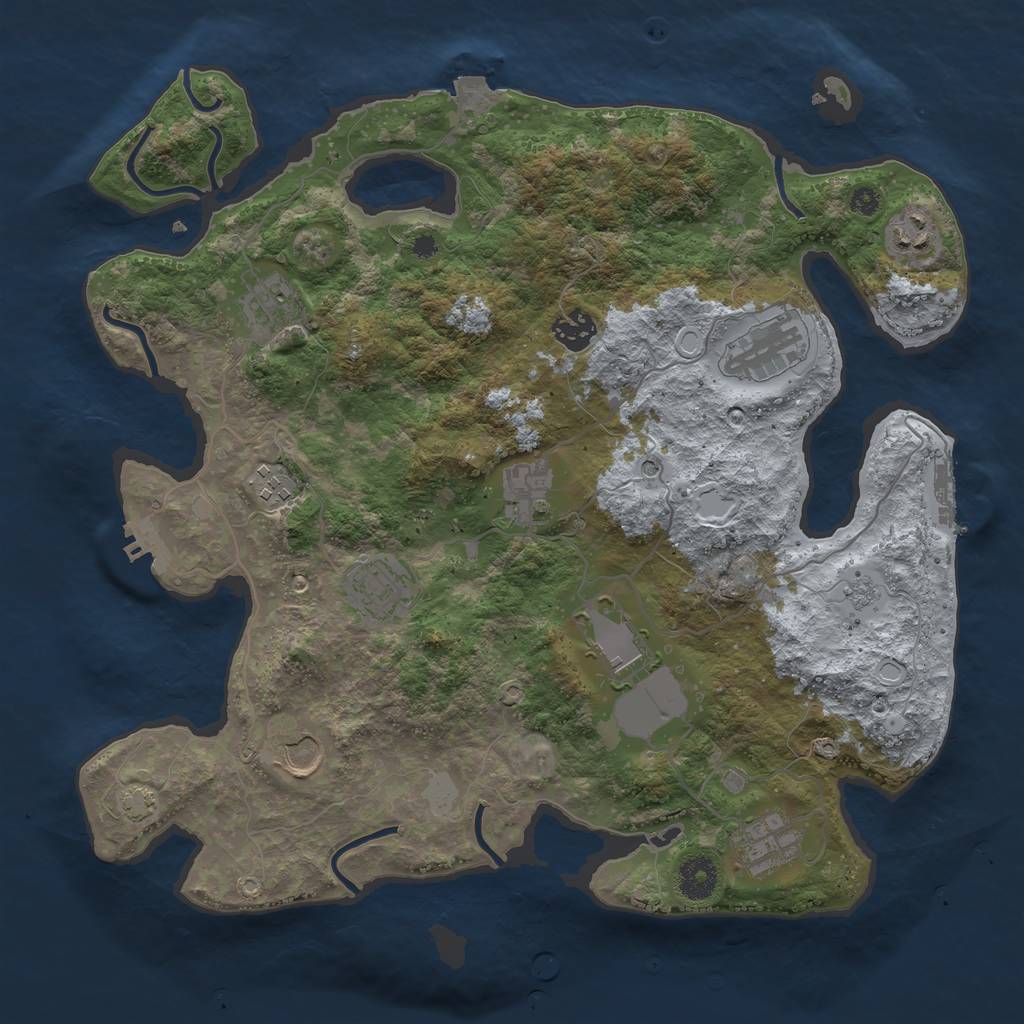 Rust Map: Procedural Map, Size: 3700, Seed: 73853863, 18 Monuments