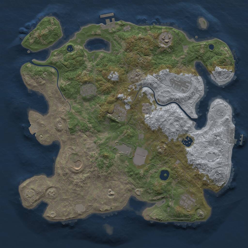 Rust Map: Procedural Map, Size: 3700, Seed: 73853863, 15 Monuments