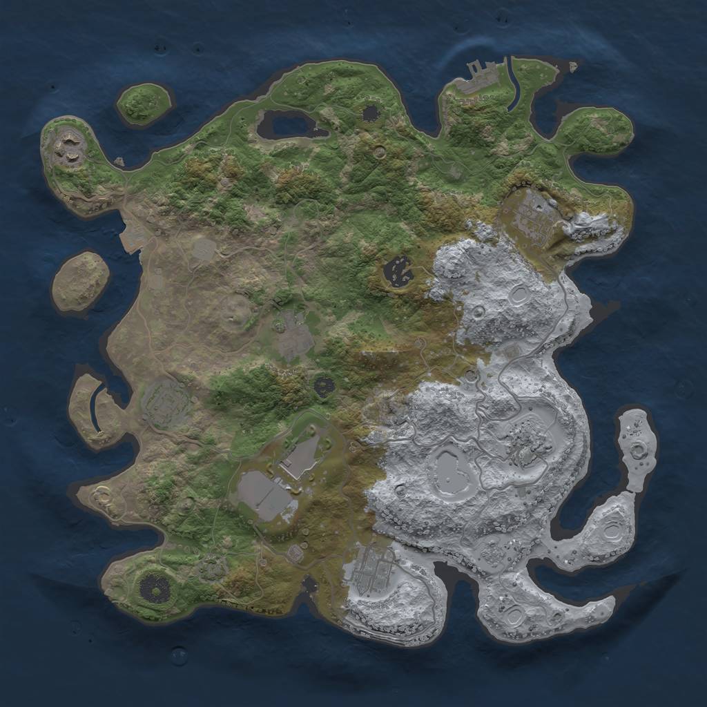 Rust Map: Procedural Map, Size: 3500, Seed: 545374790, 15 Monuments