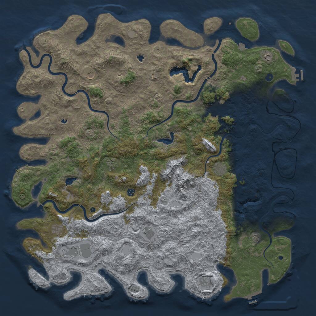 Rust Map: Procedural Map, Size: 6000, Seed: 562409, 17 Monuments