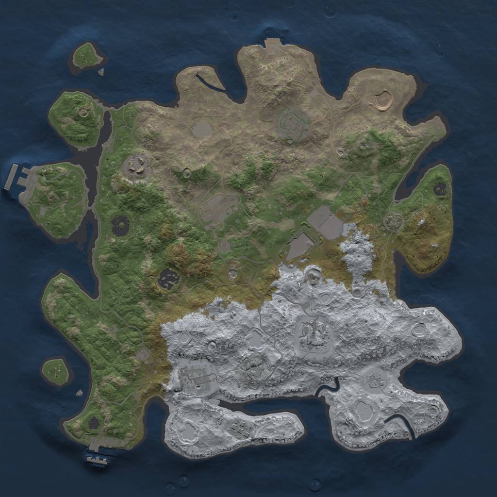 Rust Map: Procedural Map, Size: 3700, Seed: 68372241, 17 Monuments
