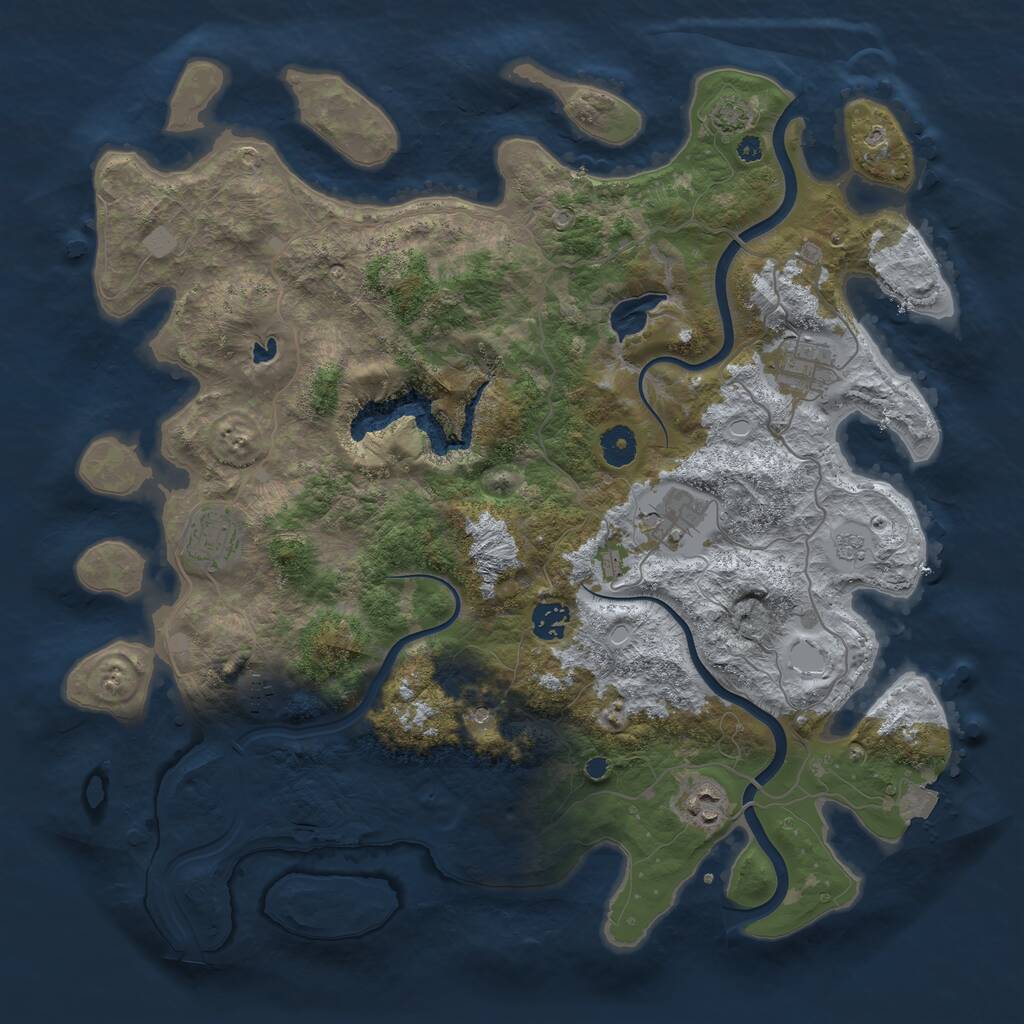 Rust Map: Procedural Map, Size: 4000, Seed: 2052260293, 10 Monuments