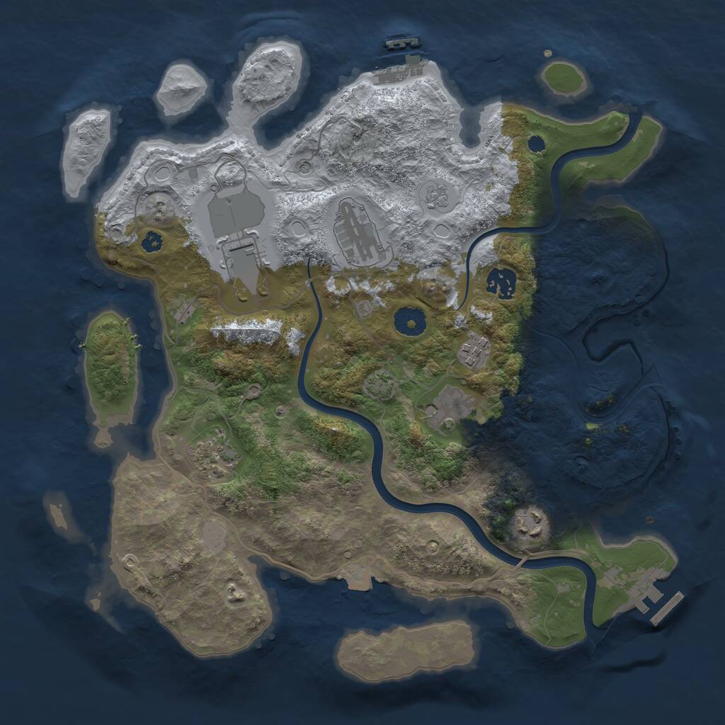 Rust Map: Procedural Map, Size: 3500, Seed: 717411470, 13 Monuments
