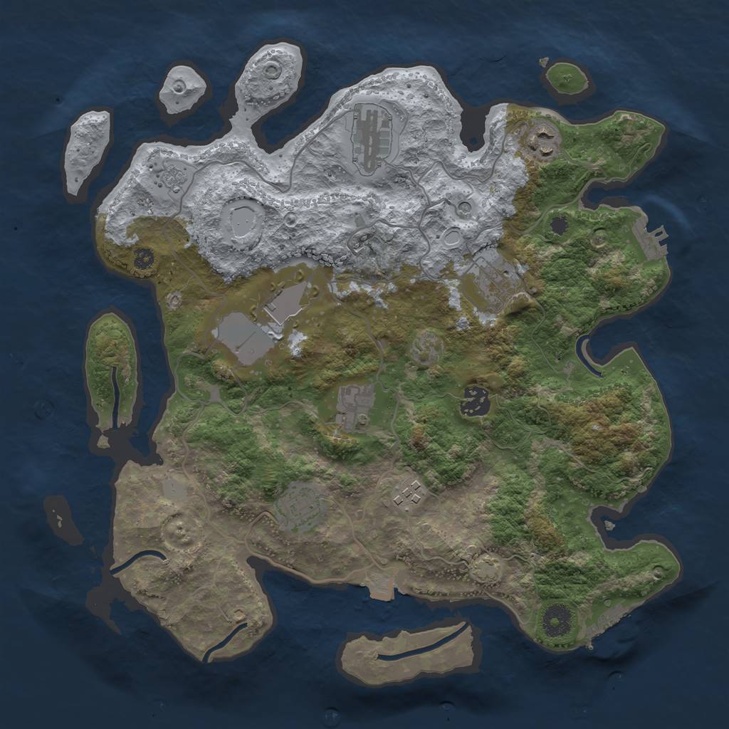 Rust Map: Procedural Map, Size: 3500, Seed: 717411470, 16 Monuments