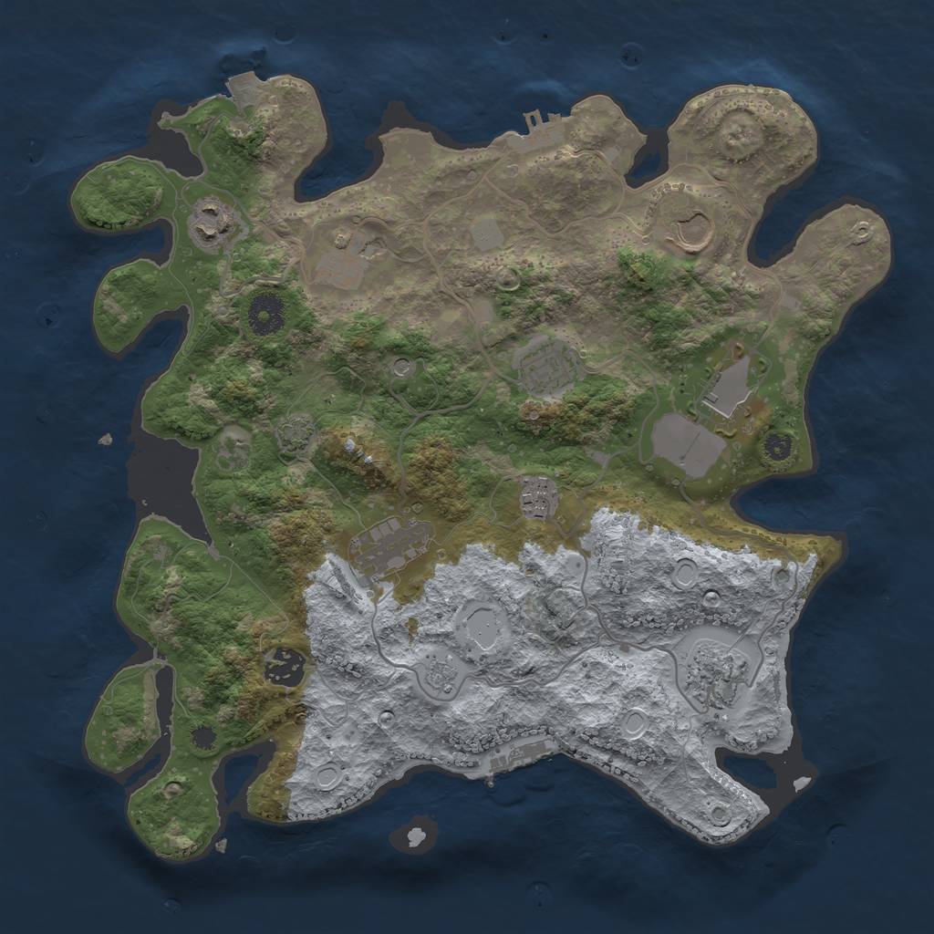 Rust Map: Procedural Map, Size: 3500, Seed: 987456123, 17 Monuments