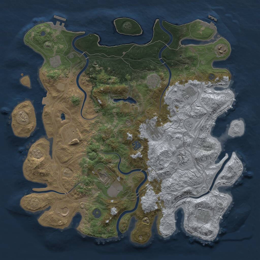 Rust Map: Procedural Map, Size: 4250, Seed: 810257389, 19 Monuments