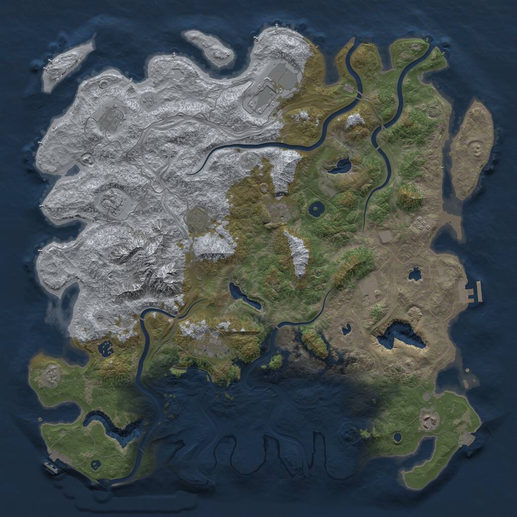 Rust Map: Procedural Map, Size: 5000, Seed: 31295, 16 Monuments