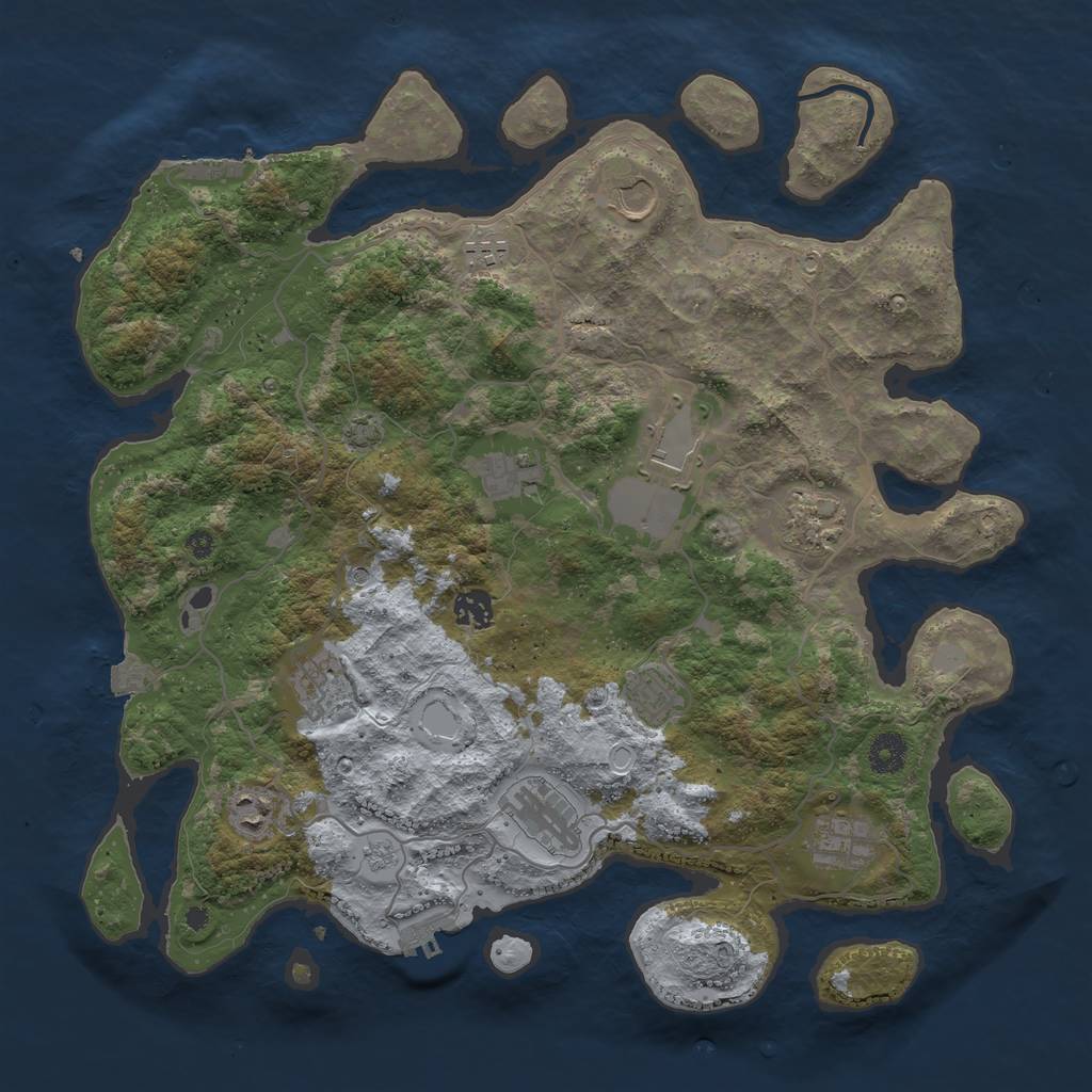 Rust Map: Procedural Map, Size: 4000, Seed: 1942785927, 19 Monuments