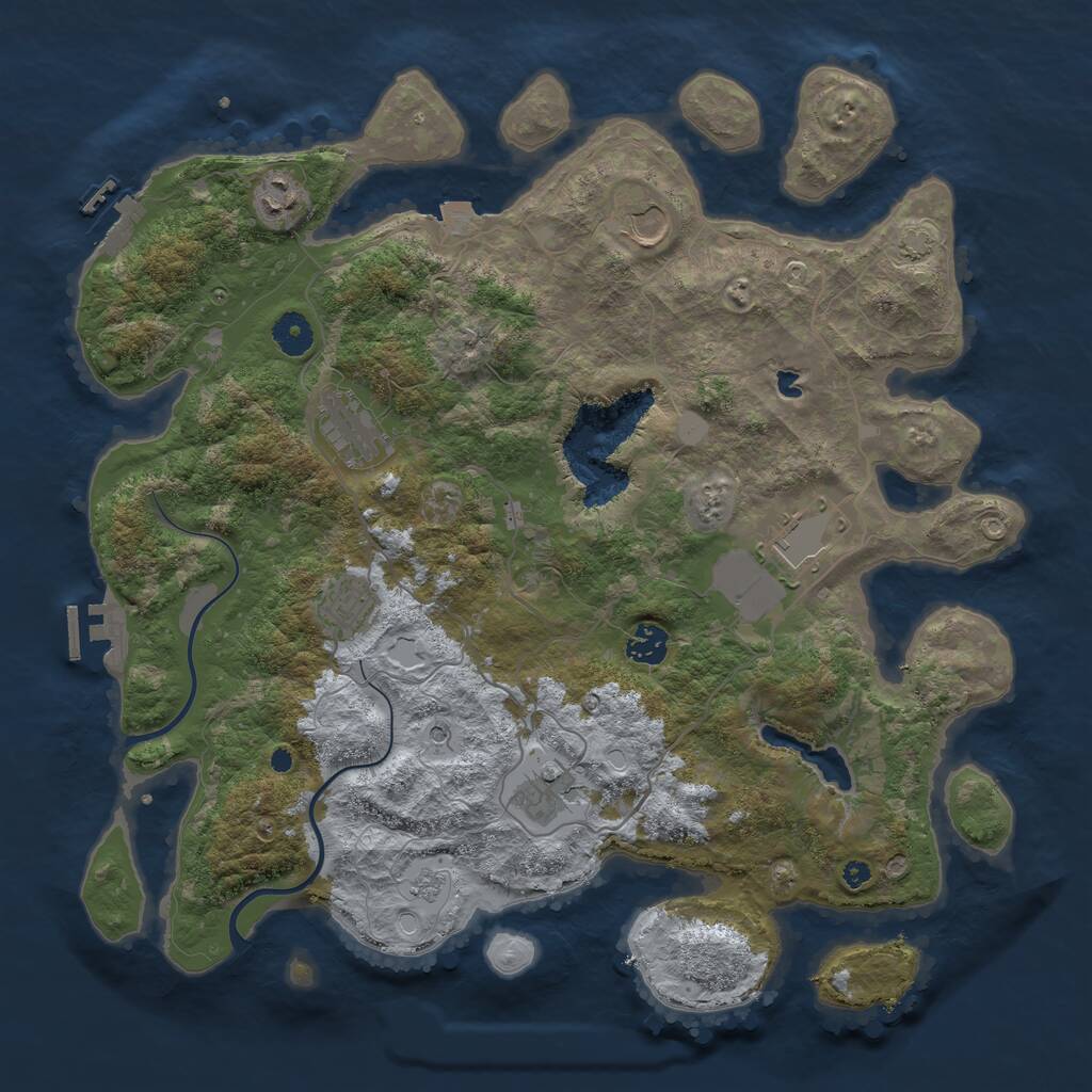 Rust Map: Procedural Map, Size: 4000, Seed: 1942785927, 13 Monuments