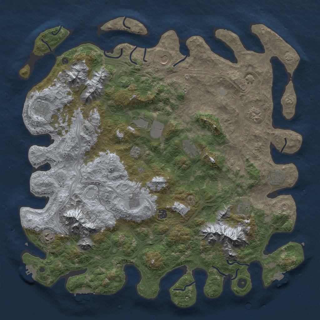 Rust Map: Procedural Map, Size: 5000, Seed: 1233755993, 19 Monuments