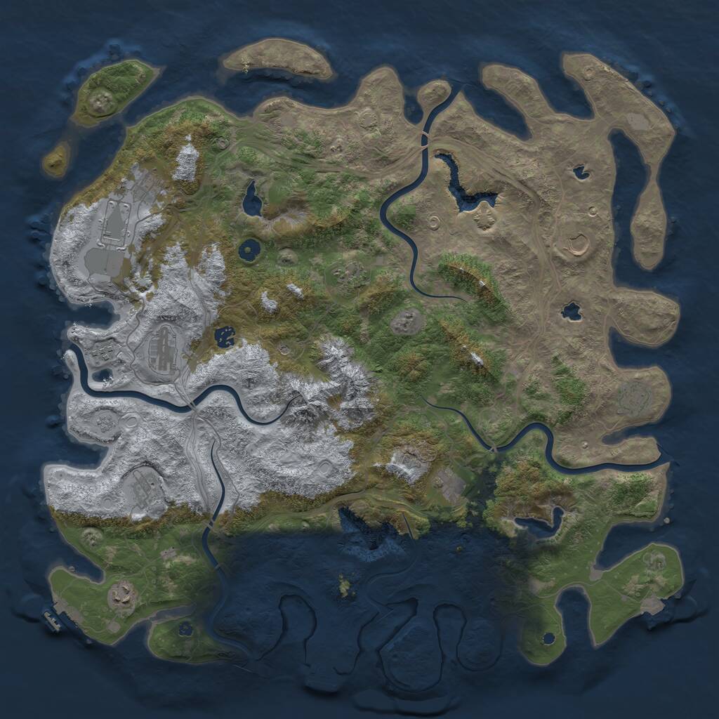 Rust Map: Procedural Map, Size: 5000, Seed: 1233755993, 17 Monuments