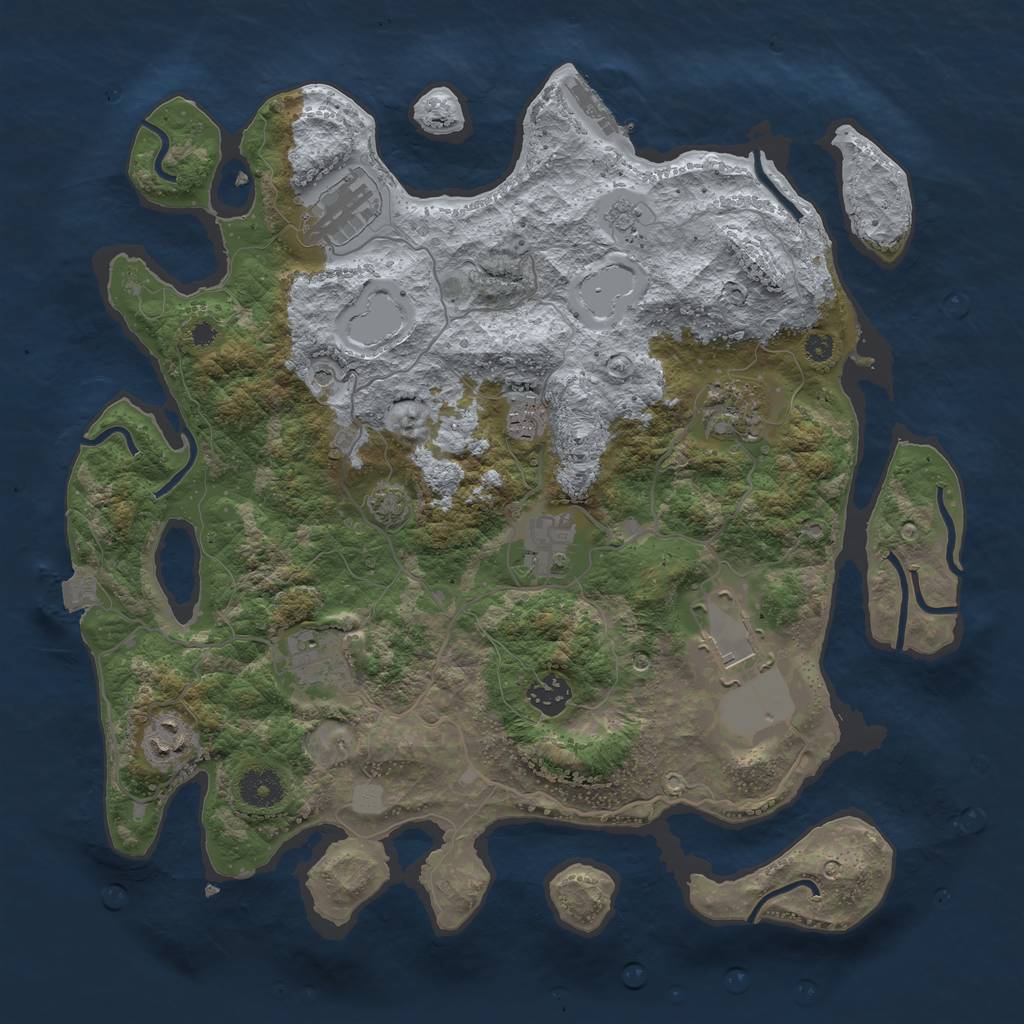 Rust Map: Procedural Map, Size: 3700, Seed: 374738045, 15 Monuments