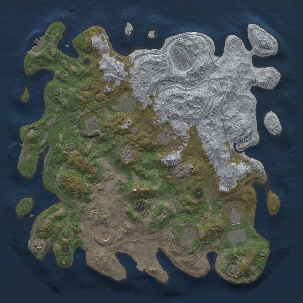 Rust Map: Procedural Map, Size: 4250, Seed: 840857098, 19 Monuments