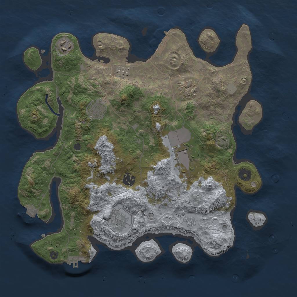 Rust Map: Procedural Map, Size: 3500, Seed: 1302705513, 15 Monuments