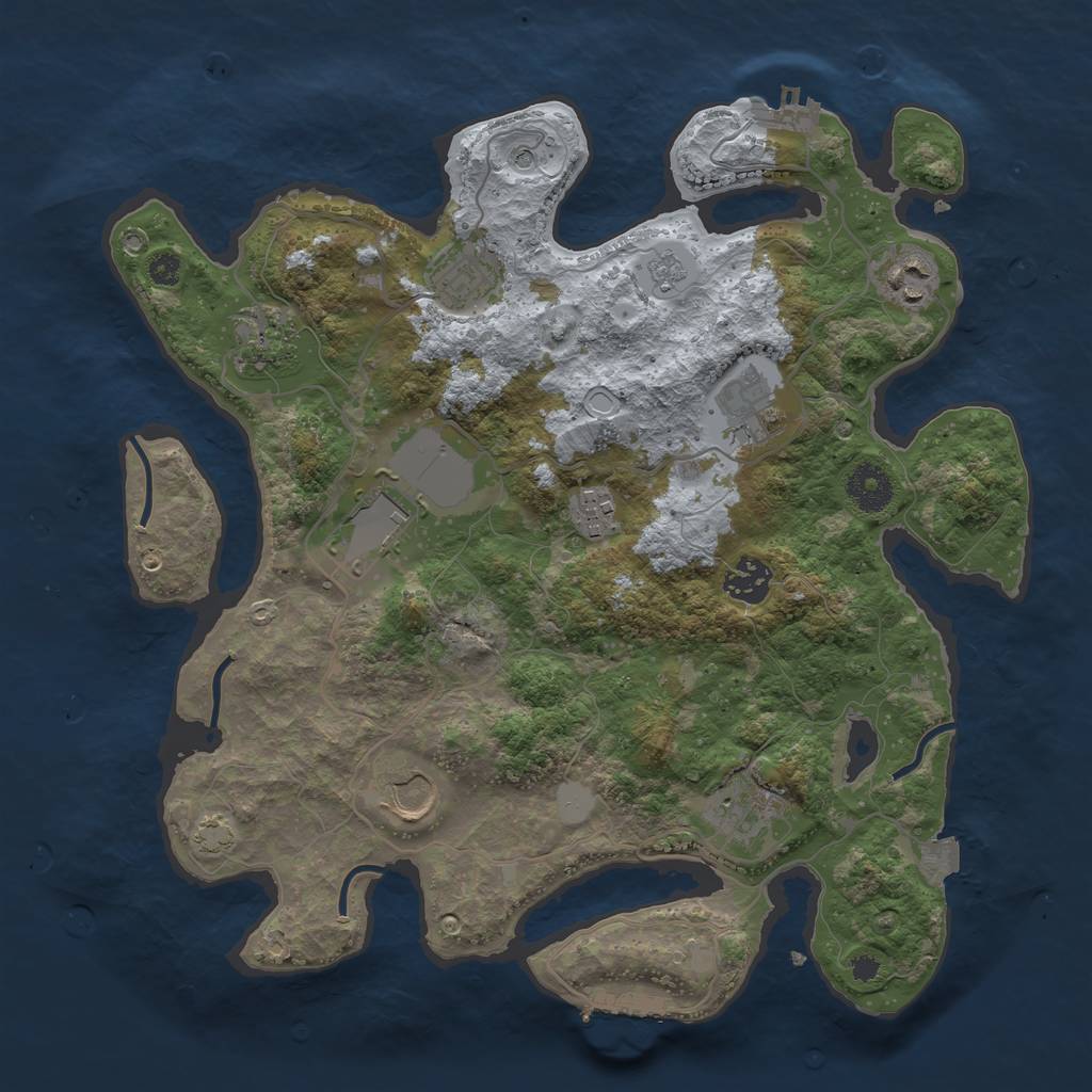 Rust Map: Procedural Map, Size: 3500, Seed: 38458455, 17 Monuments