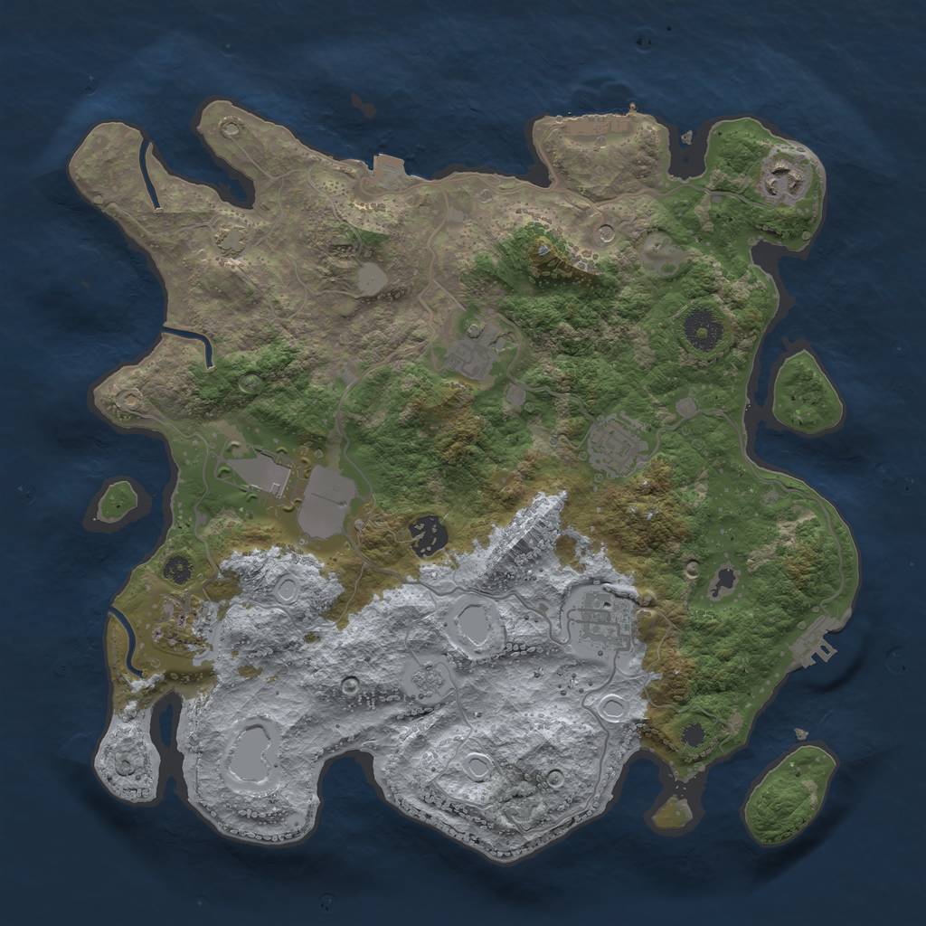 Rust Map: Procedural Map, Size: 3500, Seed: 768271801, 15 Monuments