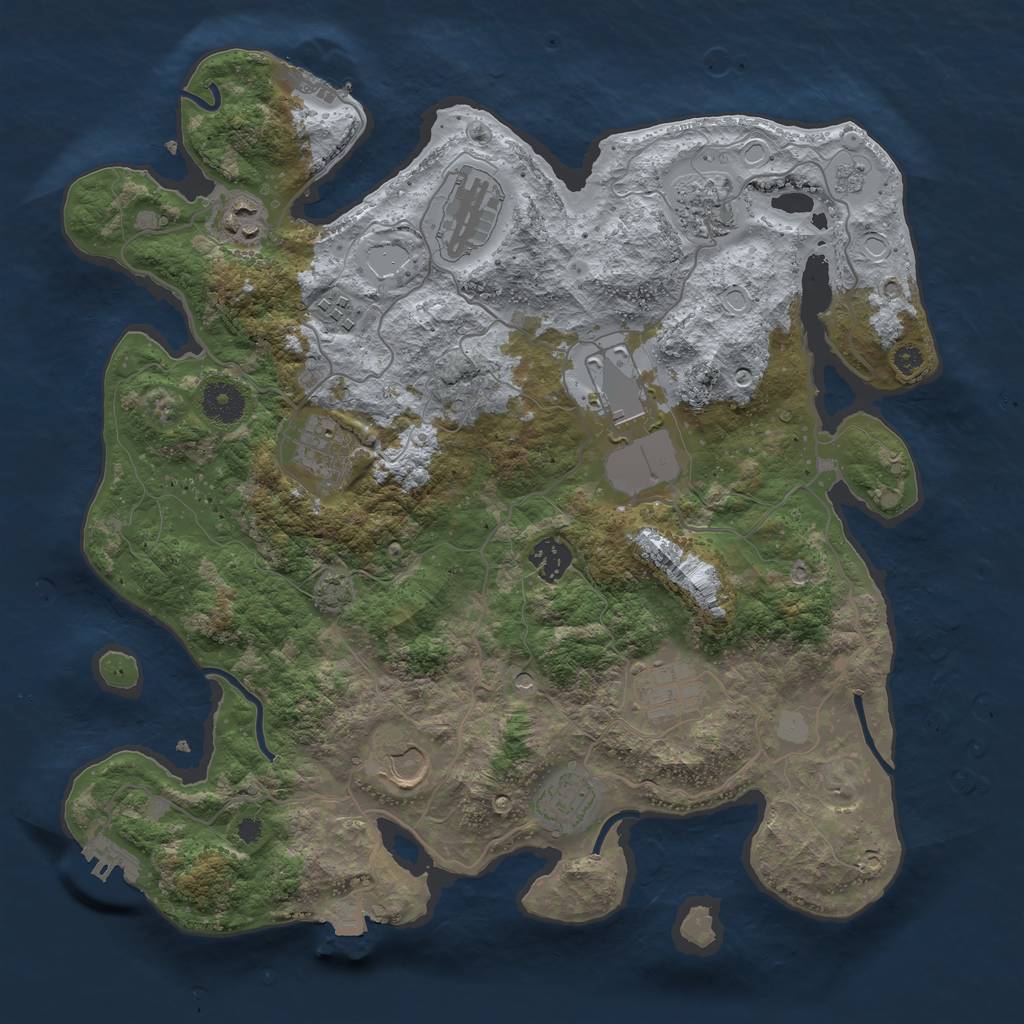 Rust Map: Procedural Map, Size: 3700, Seed: 1076126166, 18 Monuments