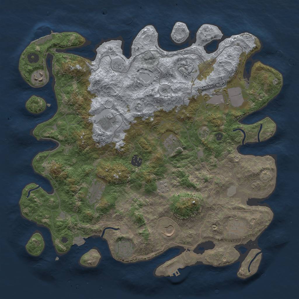 Rust Map: Procedural Map, Size: 4000, Seed: 1834120759, 19 Monuments