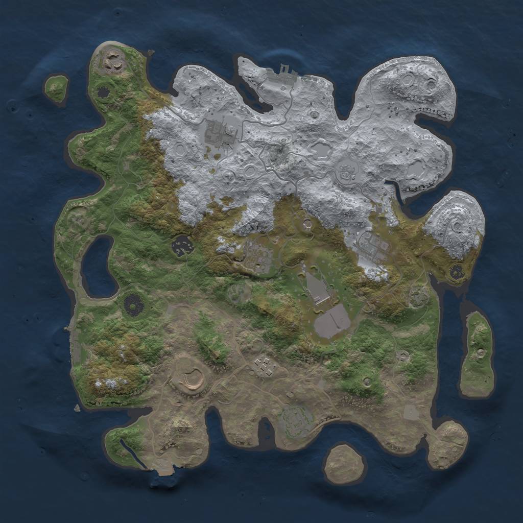 Rust Map: Procedural Map, Size: 3750, Seed: 1029138472, 17 Monuments
