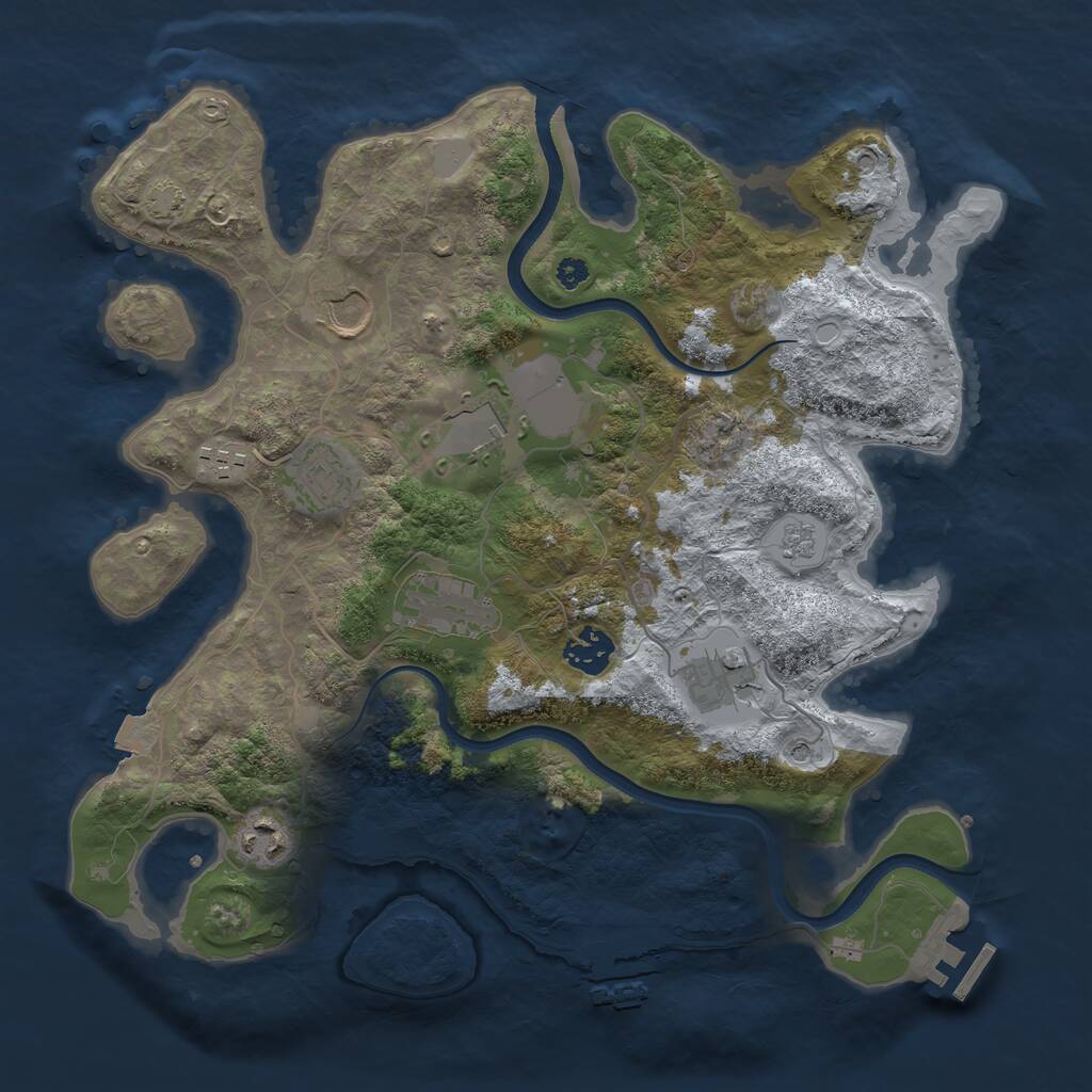 Rust Map: Procedural Map, Size: 3500, Seed: 596694011, 14 Monuments