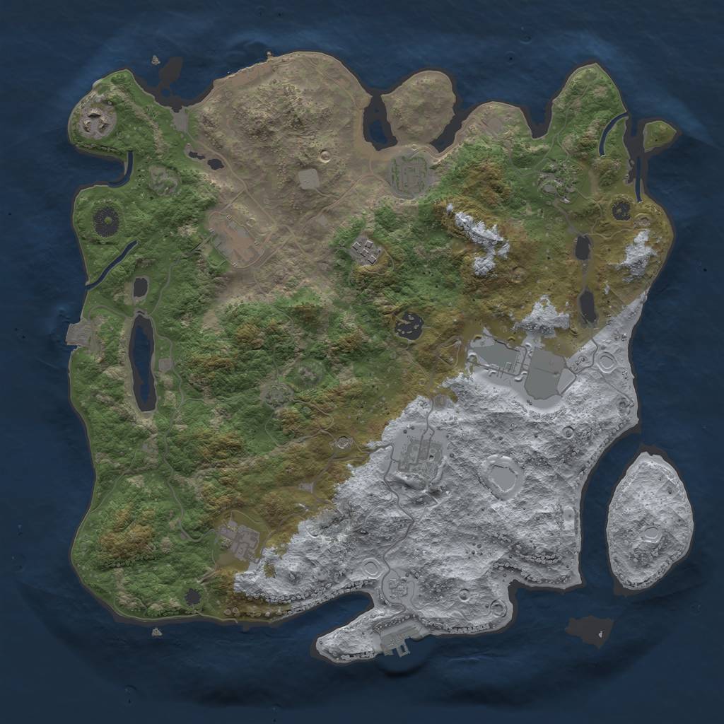 Rust Map: Procedural Map, Size: 3900, Seed: 111, 17 Monuments