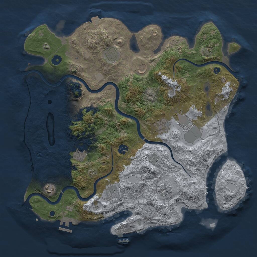 Rust Map: Procedural Map, Size: 3900, Seed: 111, 16 Monuments