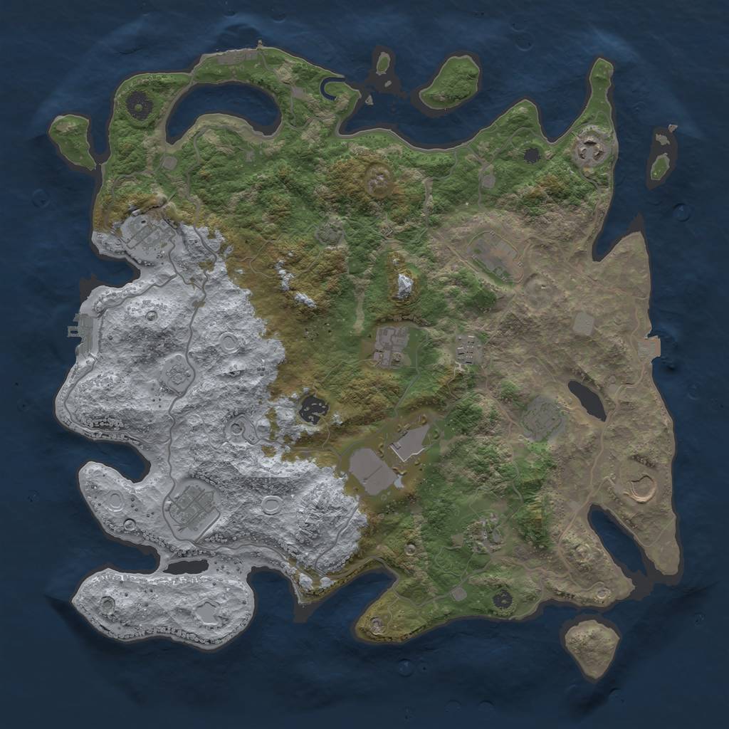Rust Map: Procedural Map, Size: 4000, Seed: 91097323, 19 Monuments