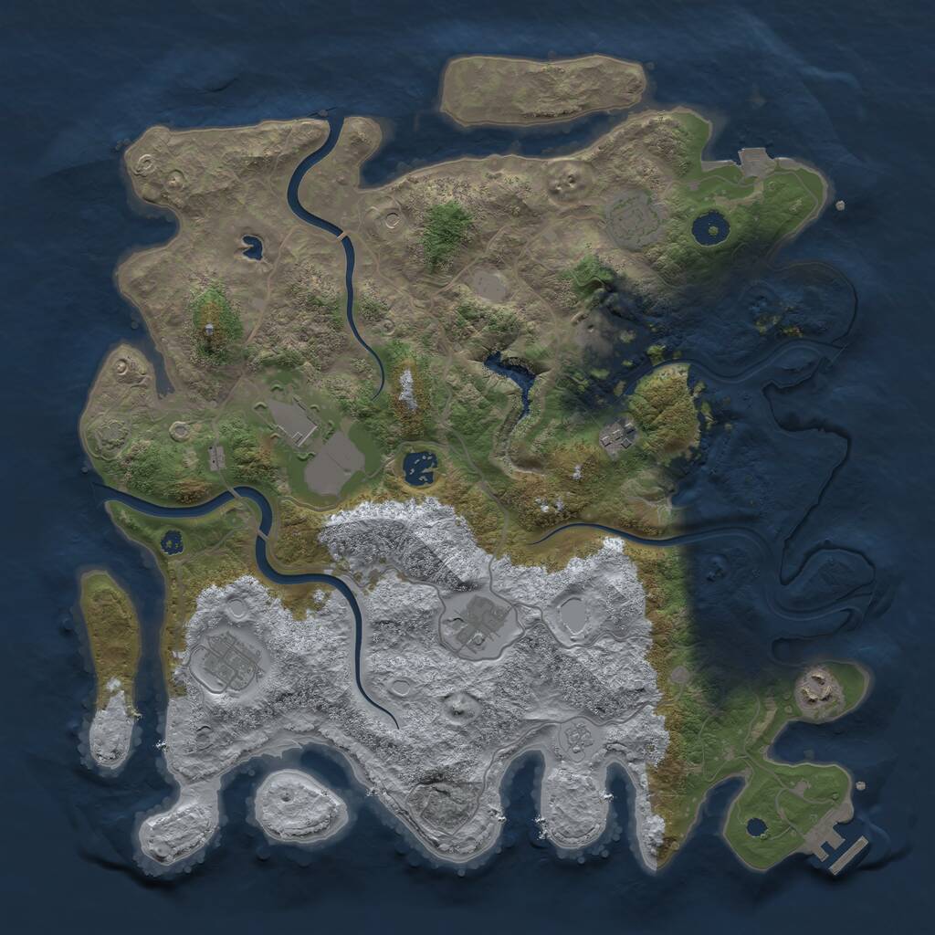 Rust Map: Procedural Map, Size: 4000, Seed: 222131853, 13 Monuments