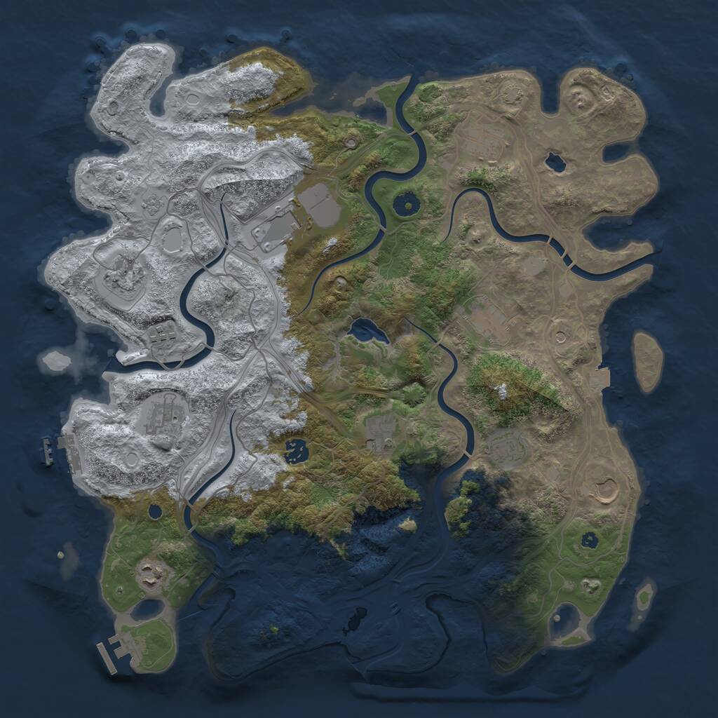 Rust Map: Procedural Map, Size: 4250, Seed: 1143758641, 17 Monuments