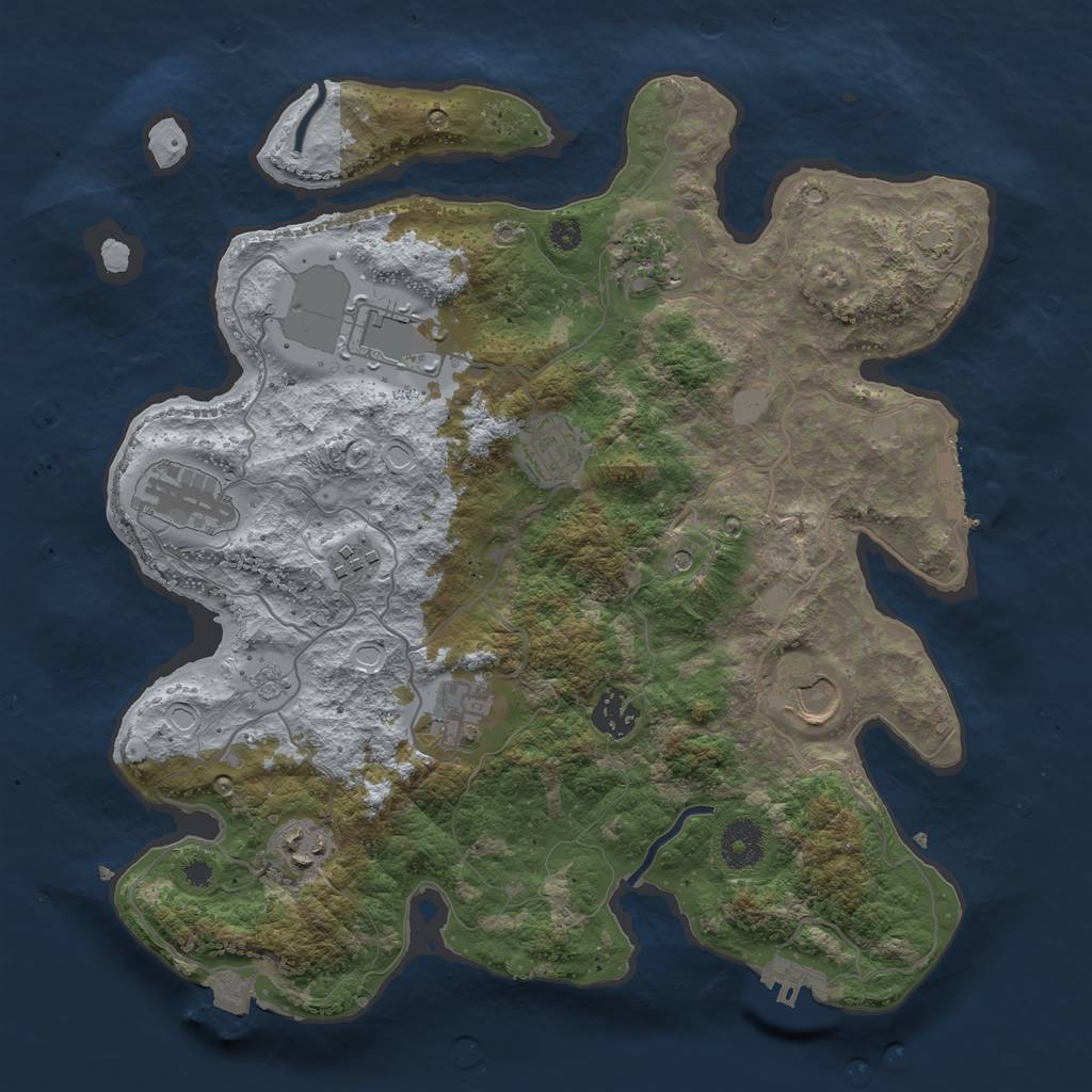 Rust Map: Procedural Map, Size: 3500, Seed: 69014001, 17 Monuments