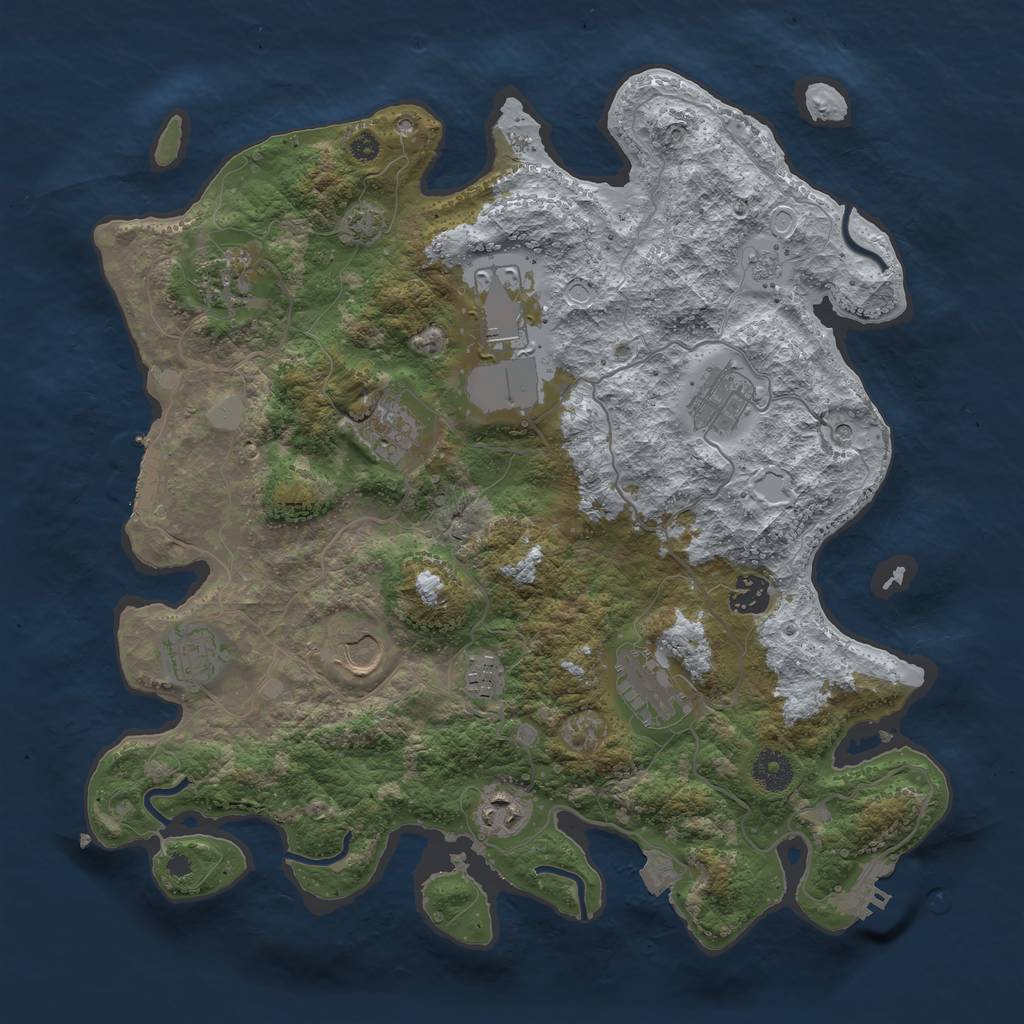 Rust Map: Procedural Map, Size: 3750, Seed: 98030, 18 Monuments
