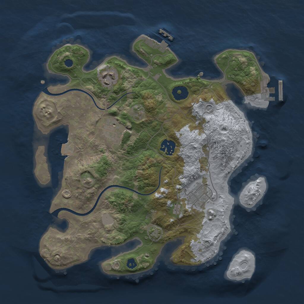 Rust Map: Procedural Map, Size: 3000, Seed: 1441378954, 9 Monuments