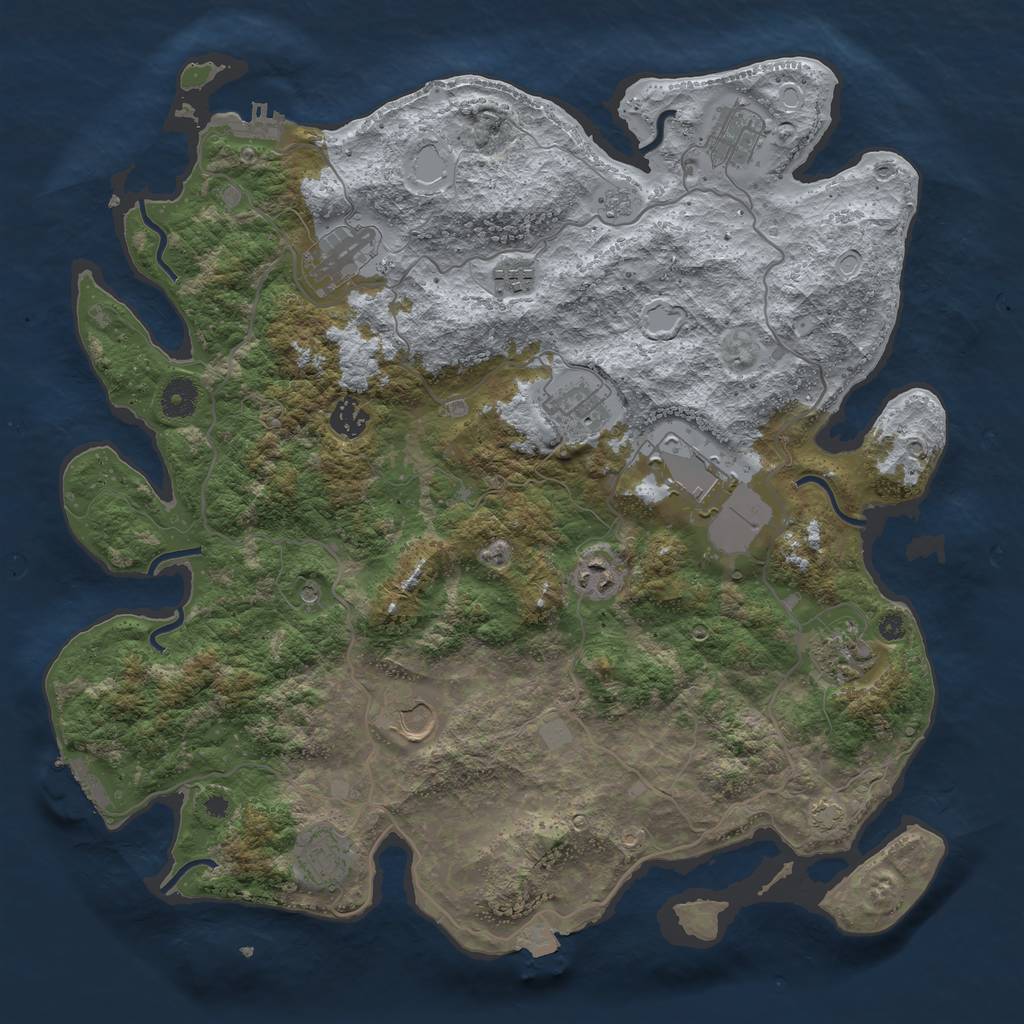 Rust Map: Procedural Map, Size: 4000, Seed: 140969845, 18 Monuments