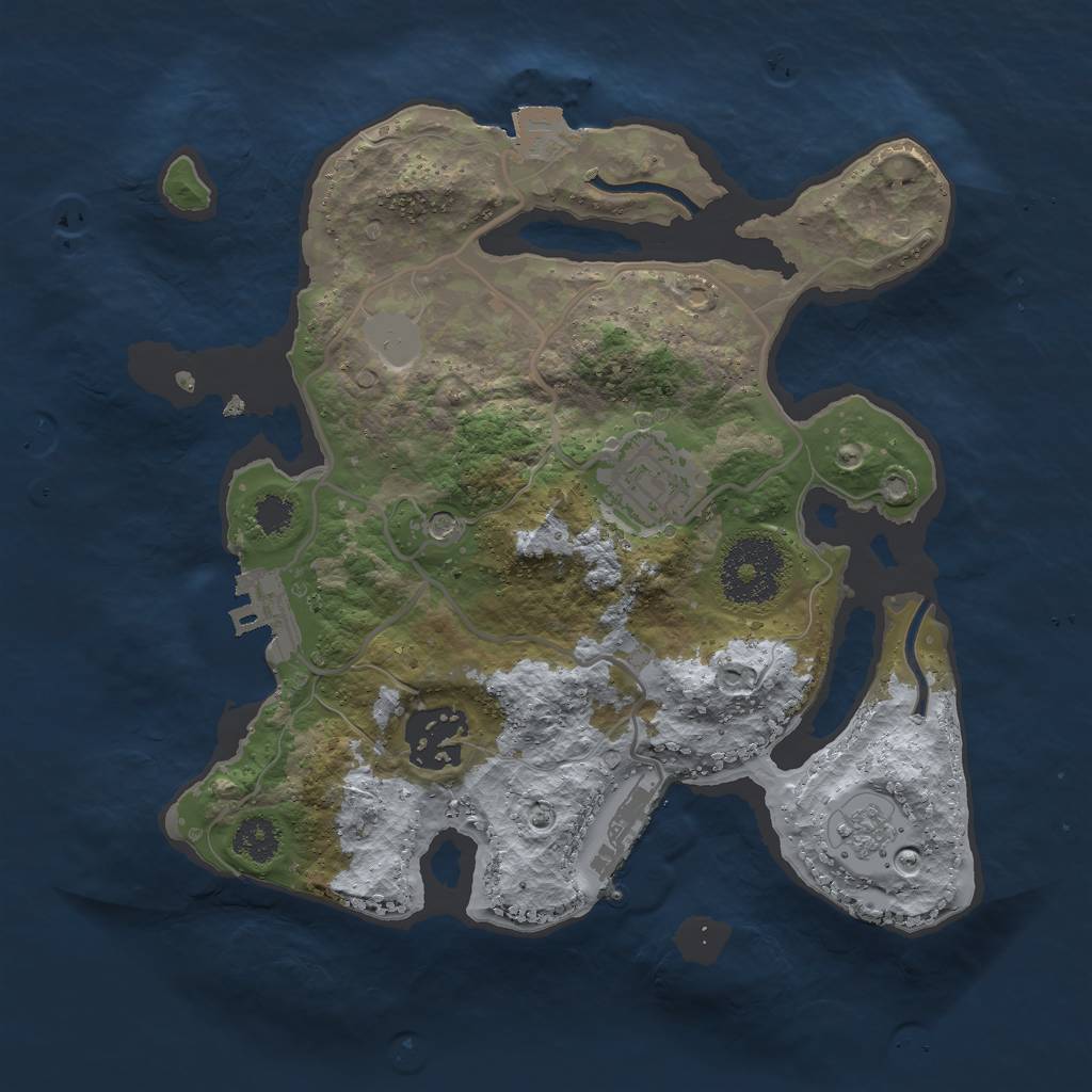 Rust Map: Procedural Map, Size: 2500, Seed: 1494121192, 9 Monuments