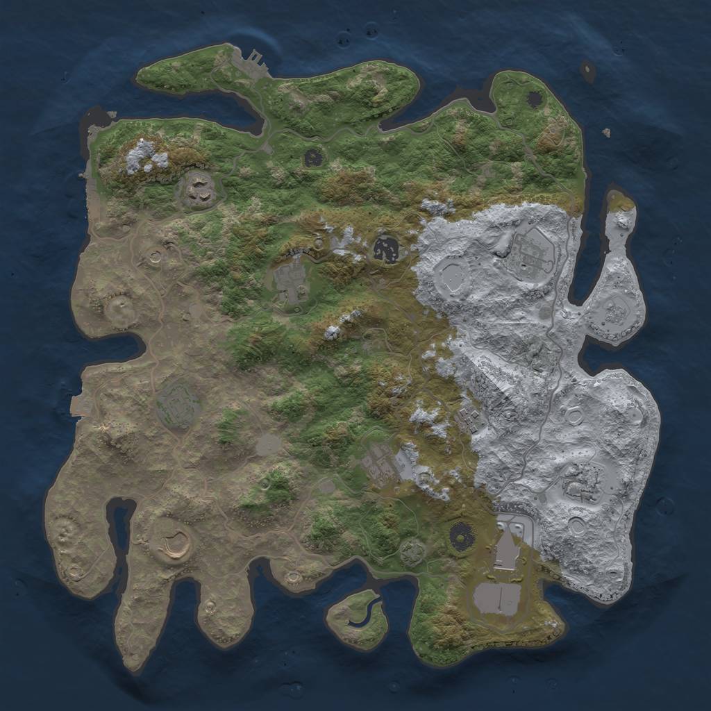 Rust Map: Procedural Map, Size: 4000, Seed: 130421012, 18 Monuments